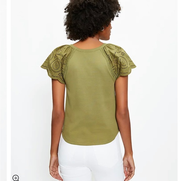 LOFT Eyelet Flutter Sleeve Top - Picture 4 of 5